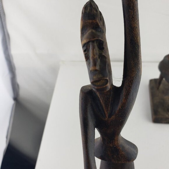 African Wooden Carved Figures Man Woman - Picture 6 of 7